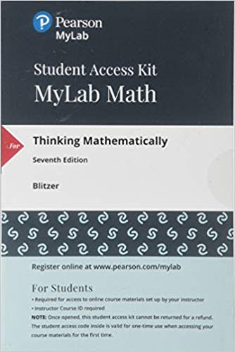 MyLab Math with Pearson eText -- Access Card -- for Thinking Mathematically  (7th Edition) - 9780134705095